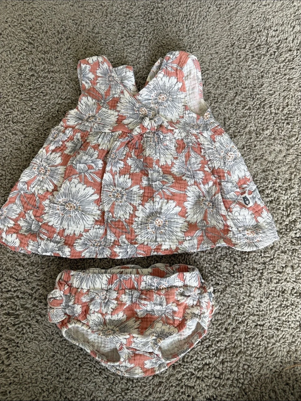 Baby Floral Diaper Cover Set - Coral Floral